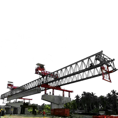 Control remoto de 50 toneladas de grúa de lanzamiento de vigas de doble tramo para ferrocarril
